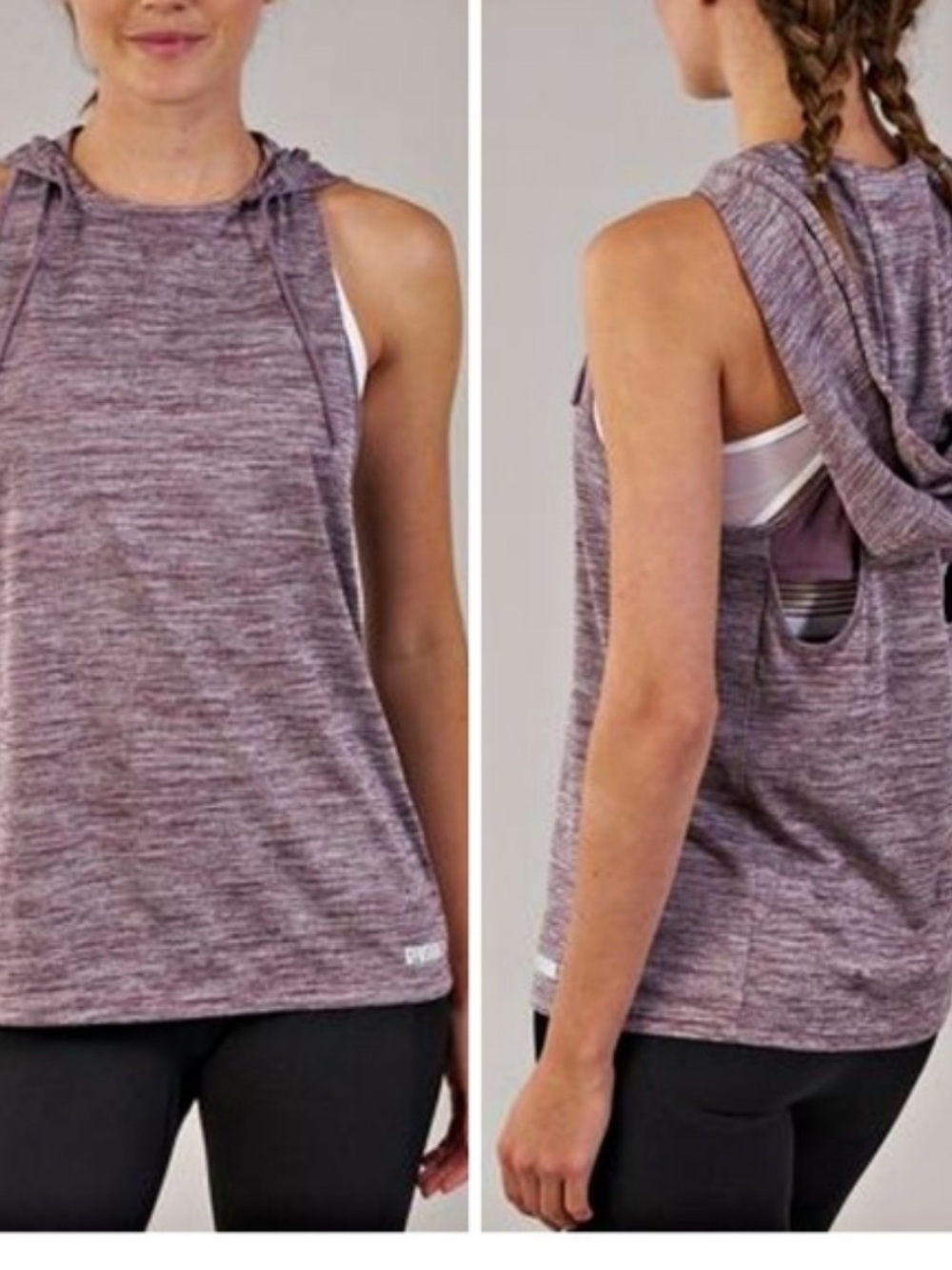 Gymshark Heathered Purple Sleeveless Hooded Tank Small